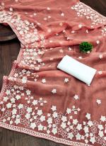 Pink Organza Silk Festival Wear Embroidery Work Saree